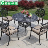 格益户外休闲家具 铸铝桌椅伊丽莎白别墅阳台咖啡圆桌三件五件套