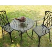 户外休闲家具一桌两椅花园金属桌椅组合 编织扶手铸铝阳台三件套