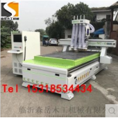 森岳厂家直销三头开料机三工序雕刻机柜体门板下料机