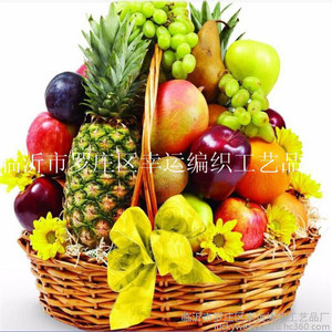 柳编工厂批发定制 纯手工柳编 精美节日礼品篮 水果篮