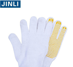 工厂直销600克漂白棉线PVC点塑手套耐磨防滑劳保pvc点塑线手套
