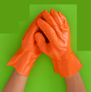 欣安818浸塑手套 耐油 耐磨止滑防滑乳胶手套 耐酸碱工业建筑手套 防护手套