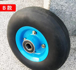 350-4实心轮胎手推车轮 小拉车轮 10寸烧烤橡胶老虎车轮镀彩加重