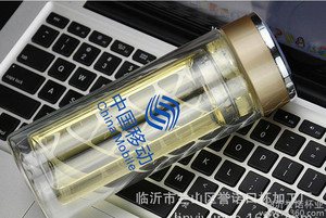 广告双层玻璃杯定做茶水杯子促销礼品杯定制印字logo