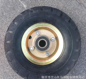 直销载重王350-4纯橡胶实心轮10寸防爆防扎手推车老虎车单轮